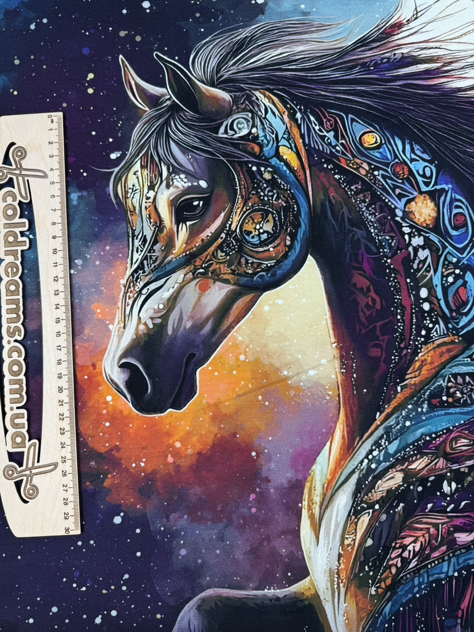 КУПОН Футер двунитка «Кінь Всесвіту» 80см - 180см. (діджитал)