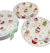 Набір тарілок 2 шт новорічних R36248 "Домашнє Різдво" кераміка в подарунковій коробці 19 см Бежевий