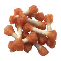 Популярний! Ласощі для собак Lucky Star М'які гантельки з м'ясом курки на пресованій кістці з сиром шкір 6 см 500 г