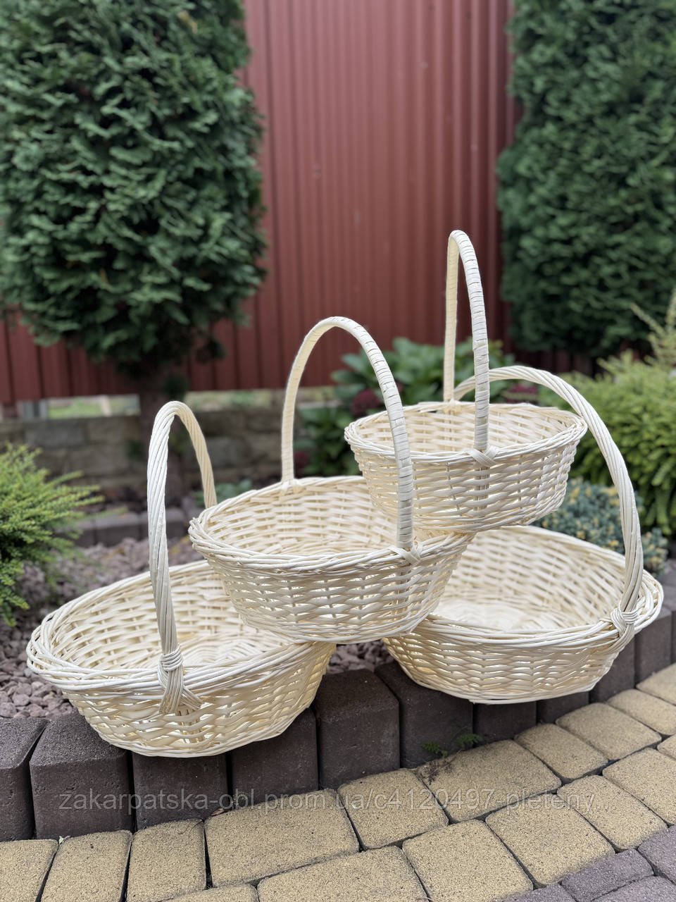 Набір корзин із білої лози, фото 1