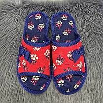 Тапочки дитячі для дівчинки Белста сині з червоним з відкритим носком 7025, фото 2