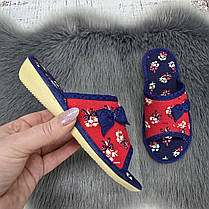 Тапочки дитячі для дівчинки Белста сині з червоним з відкритим носком 7025, фото 5