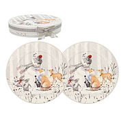 Набір тарілок 2 шт новорічних R36265 "Друзі Сніговика" кераміка в подарунковій коробці 19 см Сірий