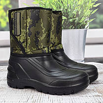 Чоботи чоловічі піна ЕВА Gipanis хакі з чорним зимові на хутрі 6028, фото 3