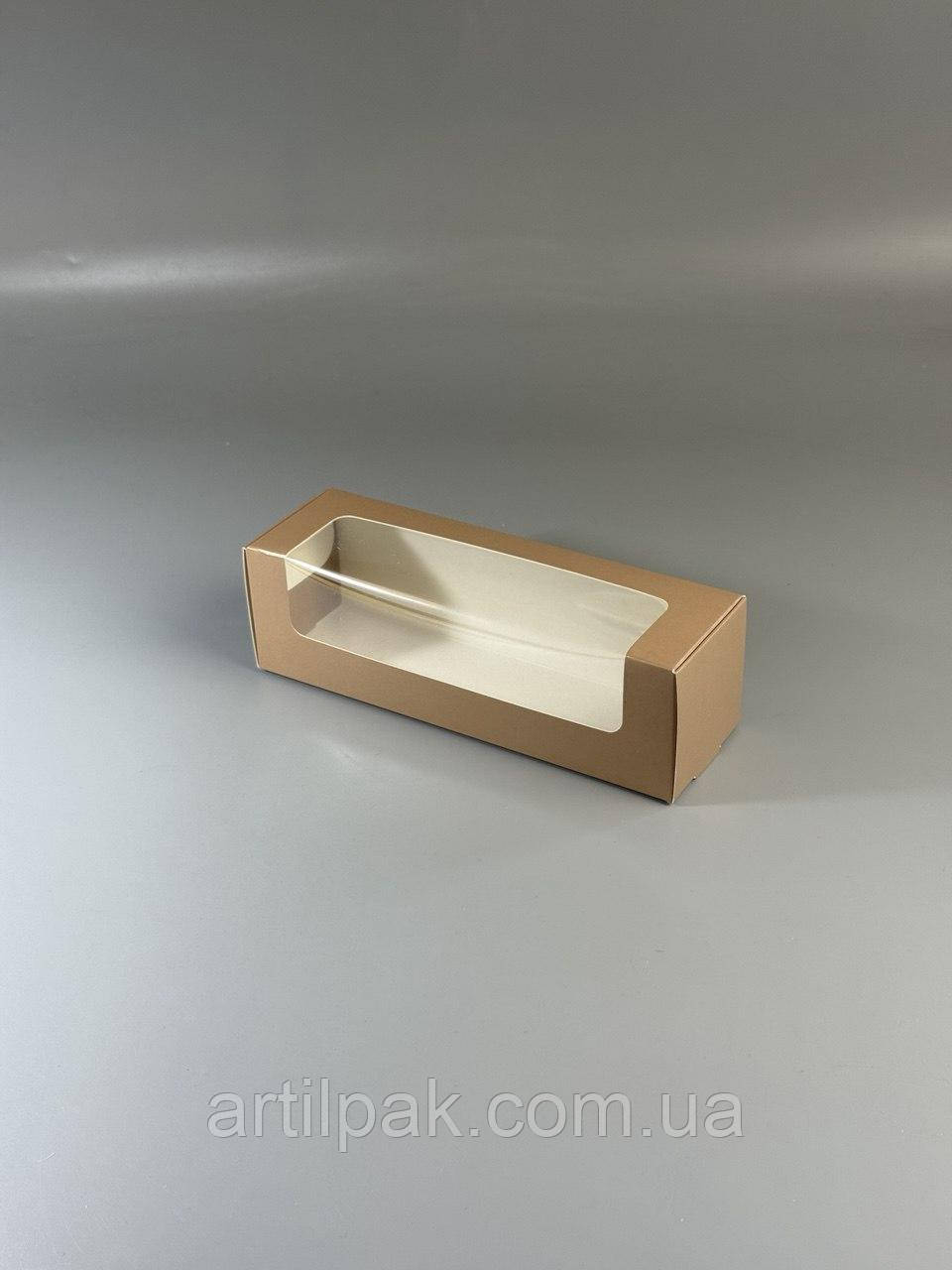 Коробка для макаронс з вікном 200*60*60 Шоколад, фото 1