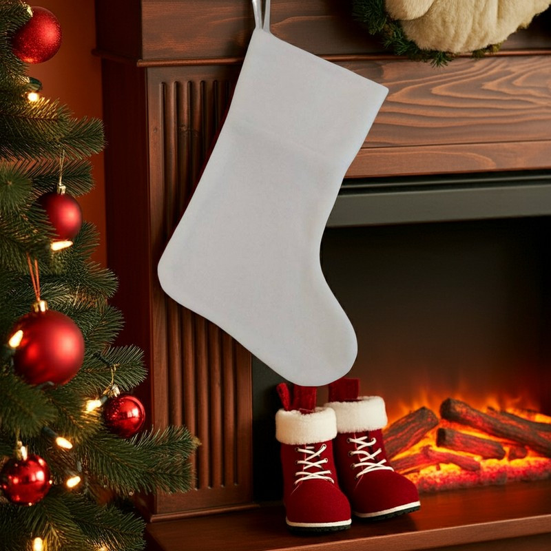 Новорічний чобіток для подарунків білий 29*22 см, фото 1