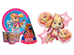 Комплект посуду та набір куль "Щенячий патруль, Скай"