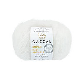 Пряжа Gazzal Super Kid Mohair, колір Білий