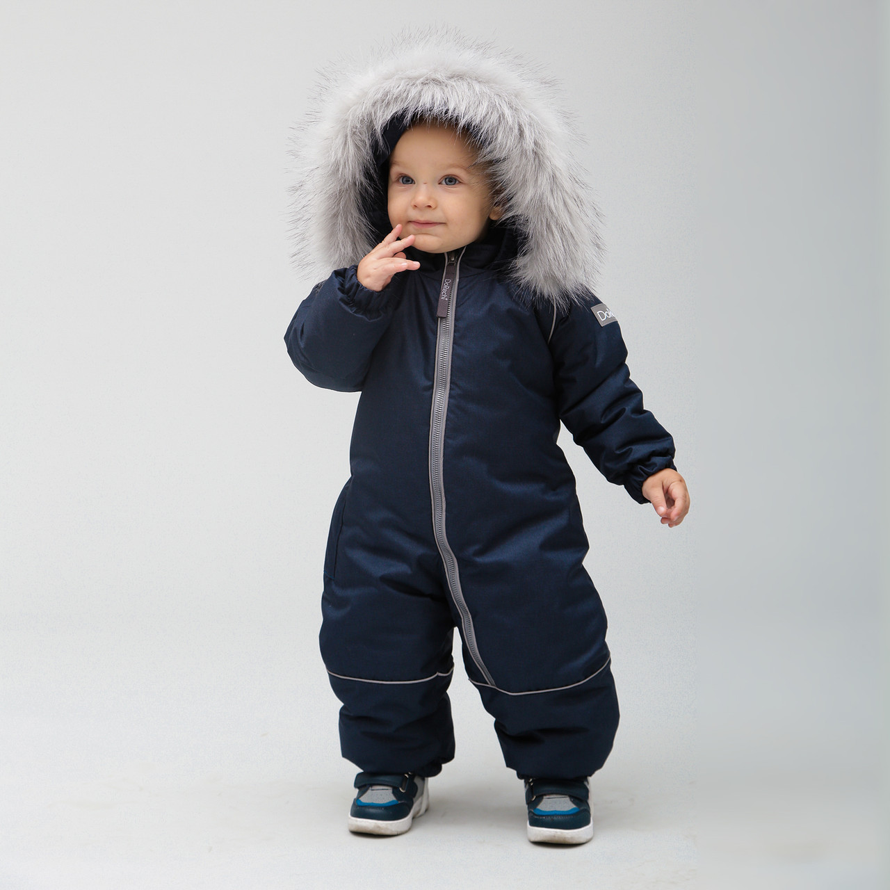 Дитячий зимовий комбінезон Аполло з хутром опушкою Утеплювач Termoloft Мембранна тканина Рожевий Синій Розмір 74/80, фото 1