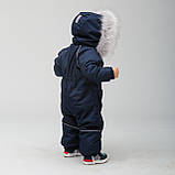 Дитячий зимовий комбінезон Аполло з хутром опушкою Утеплювач Termoloft Мембранна тканина Рожевий Синій Розмір 74/80, фото 3