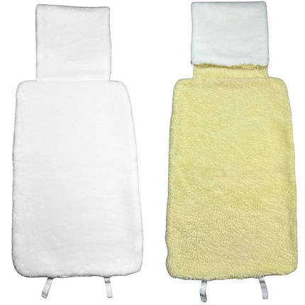 Додаткова хутряна накидка на спинку заднього сидіння автомобіля біла з підголовником, фото 2