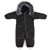 Дитячий зимовий комбінезон Аполло з хутром опушкою Утеплювач Termoloft Мембранна тканина Чорний  Розмір 74/80