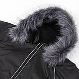 Дитячий зимовий комбінезон Аполло з хутром опушкою Утеплювач Termoloft Мембранна тканина Чорний Розмір 74/80, фото 7