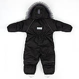 Дитячий зимовий комбінезон Аполло з хутром опушкою Утеплювач Termoloft Мембранна тканина Чорний Розмір 74/80, фото 2