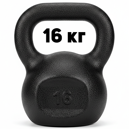 Гиря для кросфіту чавунна гиря спортивна для фітнесу гіря для атлетичних вправ лита RN Sport 16 кг чорна, фото 1