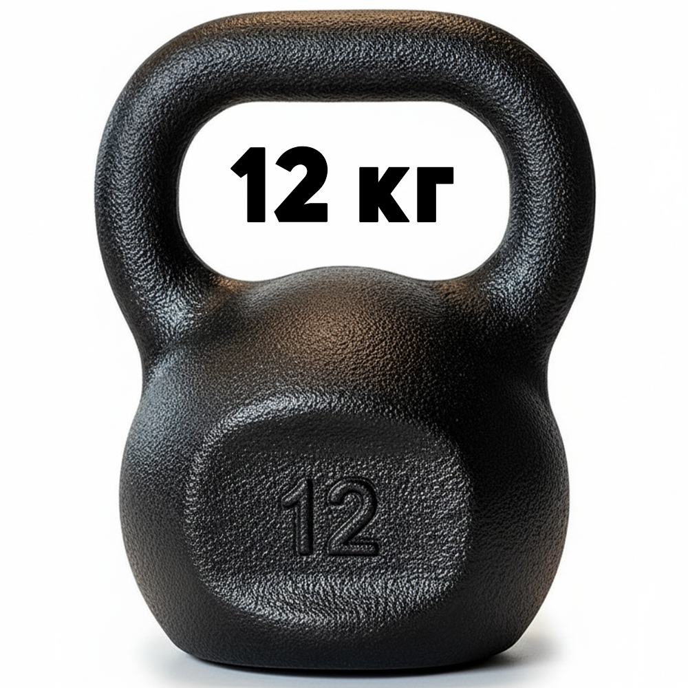 Гиря для кросфіту чавунна гиря спортивна для фітнесу гіря для атлетичних вправ лита RN Sport 12 кг чорна