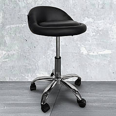 Табурет на колесах зі спинкою Bonro B-498 чорний (крісло, стылець) екошкіра для салону, манікюру, барної стійки, кухні