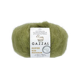 Пряжа Gazzal Super Kid Mohair, колір Оливковий