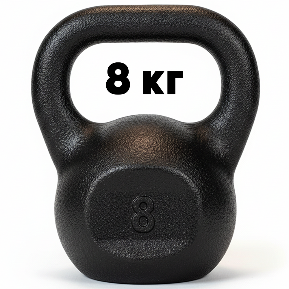 Гиря для кросфіту чавунна гиря спортивна для фітнесу гіря для атлетичних вправ лита RN Sport 8 кг чорна