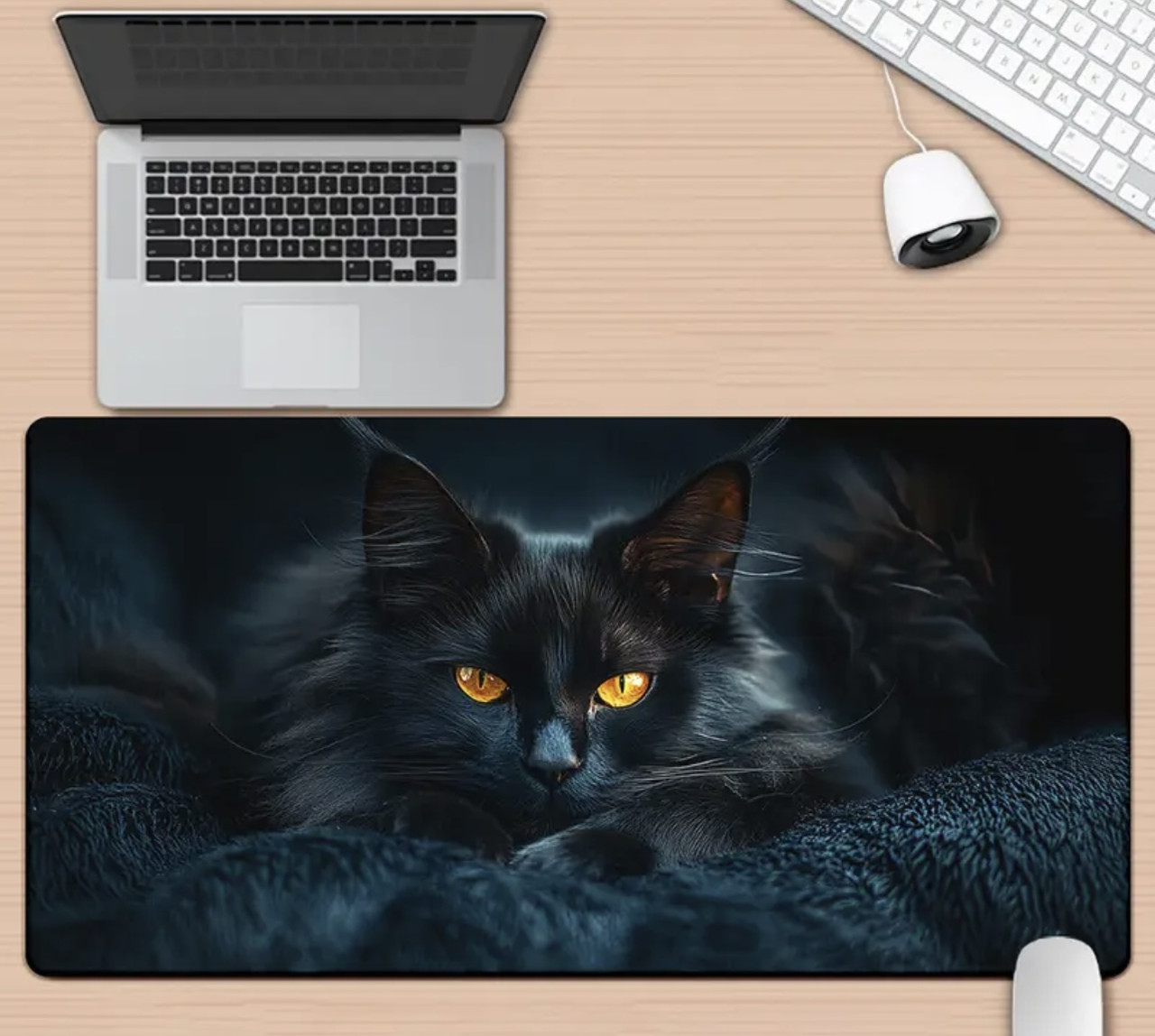 Килимок для миші з дизайном чорного кота розмір 70/30, фото 1