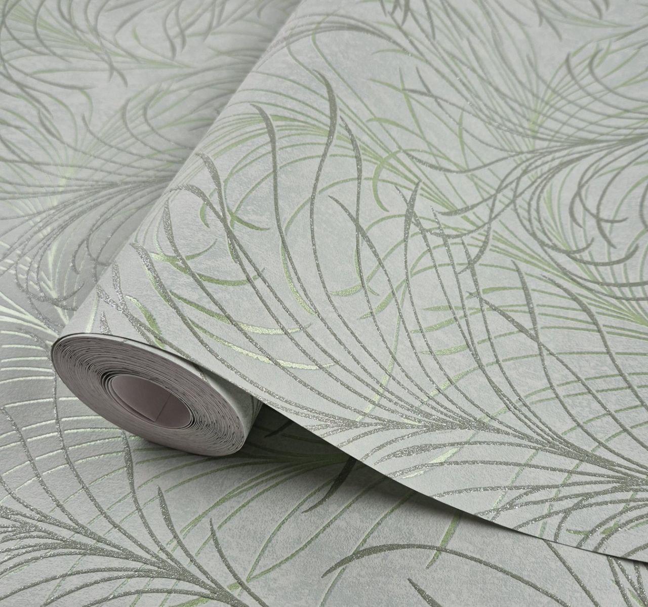 Шпалери вінілові 0.53 × 10.05 м Marburg 94210, салатові з малюнком для спальні, кухні, дитячої, фото 1