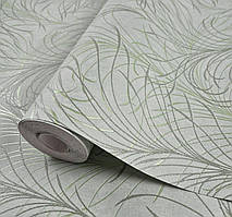 Шпалери вінілові 0.53 × 10.05 м Marburg 94210, салатові з малюнком для спальні, кухні, дитячої