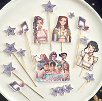 Декор на торт k-pop, Хантерс, хантрікс,мисливці за демонами з мастики