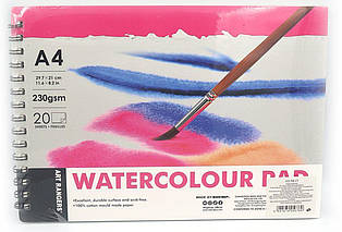 Папір для акварелі А-4 20арк. 230г/м2 на спіралі Art Rangers 102.PB.17