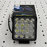 Фара LED 48Вт робочого світла квадратна додаткова 16лід, фото 3