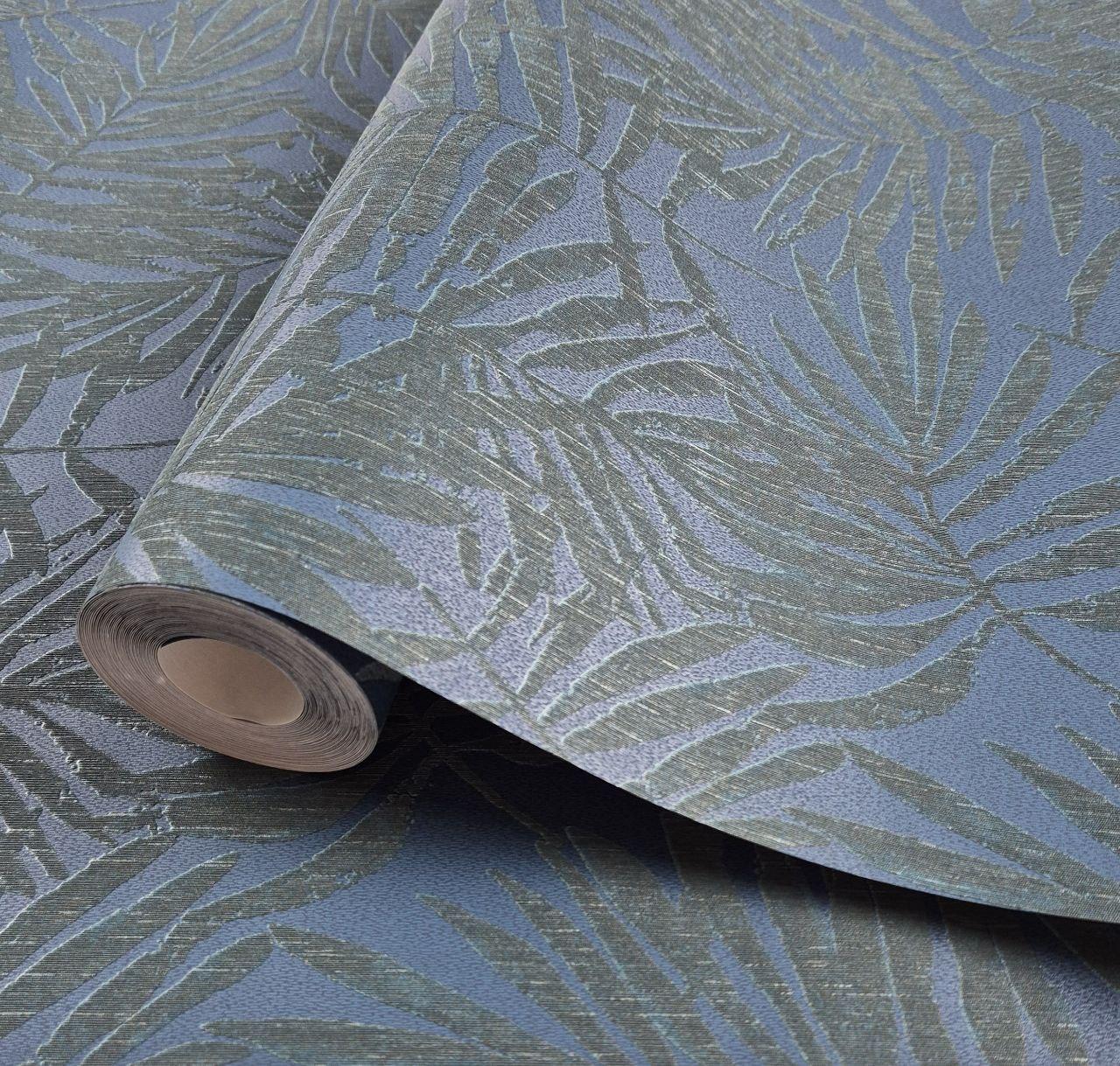 Шпалери вінілові 0.53 × 10.05 м Marburg 94133, сині з візерунком для вітальні, спальні, офісу, фото 1