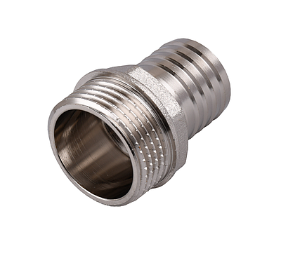 Штуцер для шланга 1" ЗР х 25 мм, нікельована латунь