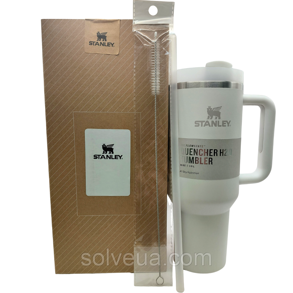 Термос термочашка Stanley Quencher H2.0 Tumbler з нержавіючої сталі Білий 1,18 л KT6007895 - B2-Уцінка, фото 1