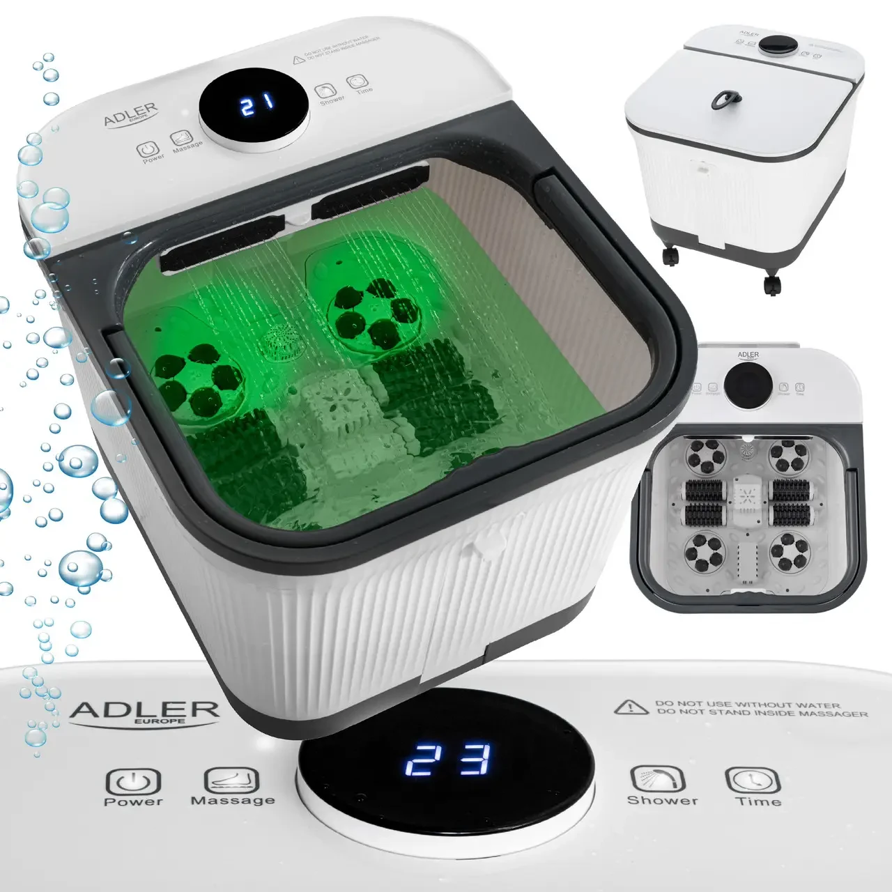 Гідромасажер Adler AD 2184 Deluxe, 800 Вт, 16.7 л, підігрів води, функція водоспаду, масажні ролики та контейнер для солі, фото 1