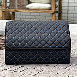 Органайзер у багажник з екошкіри, чорний з синьою ниткою, 50 см, складаний органайзер у багажник, фото 4