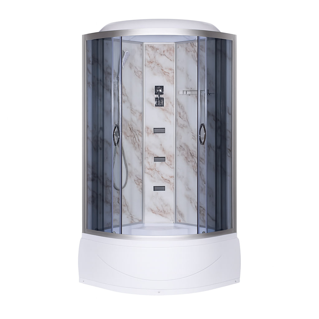 Душовий бокс Vivia TKF90 Мармур BG 90x90x215 см з глибоким піддоном сатин з гідромасажем тоноване скло