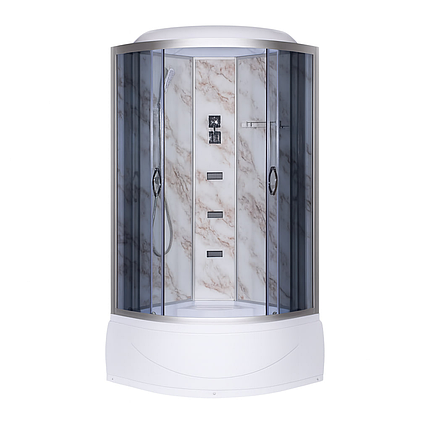 Душовий бокс Vivia TKF90 Мармур BG 90x90x215 см з глибоким піддоном сатин з гідромасажем тоноване скло, фото 1