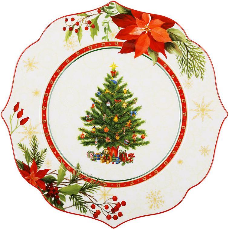 Тарілки порцелянові "Christmas Story" 2 тарілки Ø27.5см greenpharm, білий з червоним, фото 1