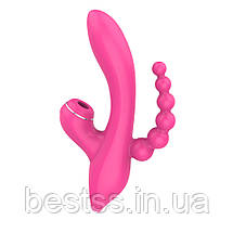 Інноваційний вібратор для потрійної стимуляції клітора, вагіни та ануса Erospace Sweet Play Sucking Vibrator With Anal Beads A3, фото 3