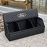 Органайзер у багажник з логотипом Ford з екошкіри, чорний, 80 см, саквояж, фото 2