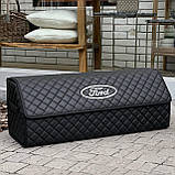 Органайзер у багажник з логотипом Ford з екошкіри, чорний, 80 см, саквояж, фото 3