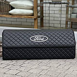 Органайзер у багажник з логотипом Ford з екошкіри, чорний, 80 см, саквояж, фото 5