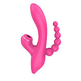 Інноваційний вібратор для потрійної стимуляції клітора, вагіни та ануса Erospace Sweet Play Sucking Vibrator With Anal Beads A3, фото 3