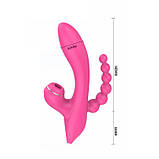 Інноваційний вібратор для потрійної стимуляції клітора, вагіни та ануса Erospace Sweet Play Sucking Vibrator With Anal Beads A3, фото 4