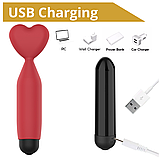 Міні-вібратор з 10 режимами вібрації та наконечником у формі сердечка Erospace Sweet Play Mini Heart Vibrator A14 ❤️, фото 7