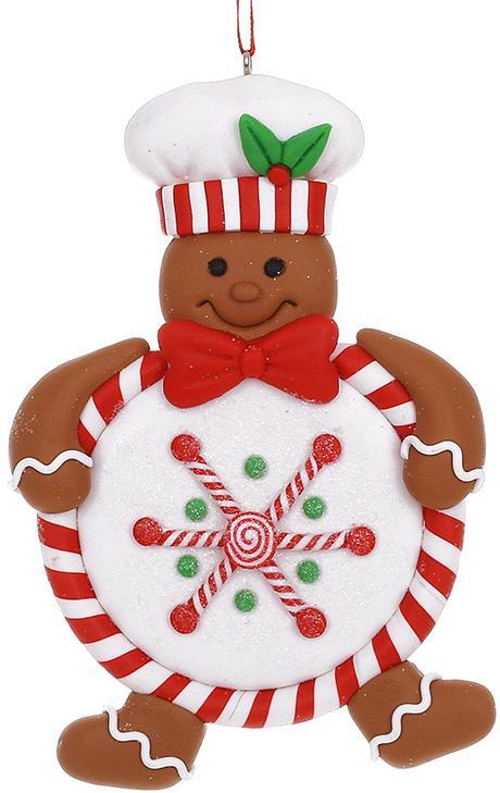 Набір 12 новорічних підвісок "Прянично-Карамельний Кухар" 9х13см mebelime, з глітером, фото 1