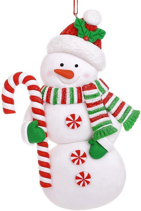 Набір 12 новорічних підвісок "Сніговик з Льодяником" 9х13см mebelime, з глітером, фото 1