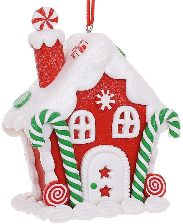 Набір 12 новорічних підвісок "Карамельний Будиночок" 8х9см mebelime, з глітером, фото 1
