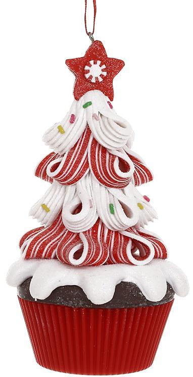 Набір 12 новорічних підвісок "Карамельна Ялинка" 8х14см mebelime, з гліттером, фото 1