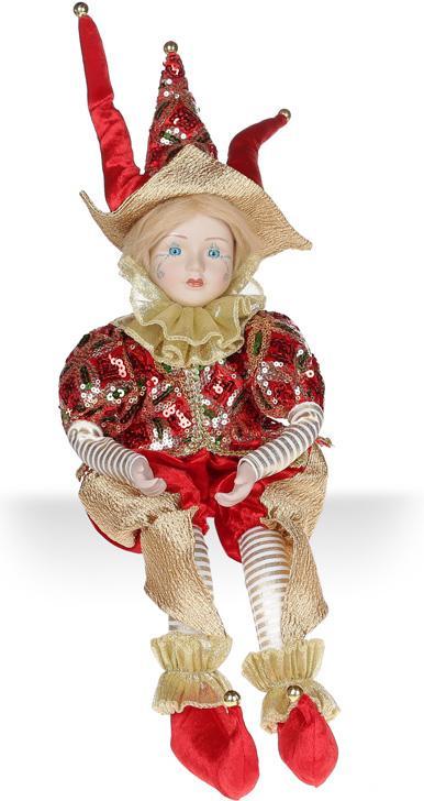 Фігура музична "Арлекін" сидячий 43см mebelime, червоний з золотом, фото 1