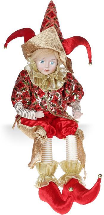 Фігура музична "Арлекін" сидячий 55см mebelime, червоний з золотом, фото 1